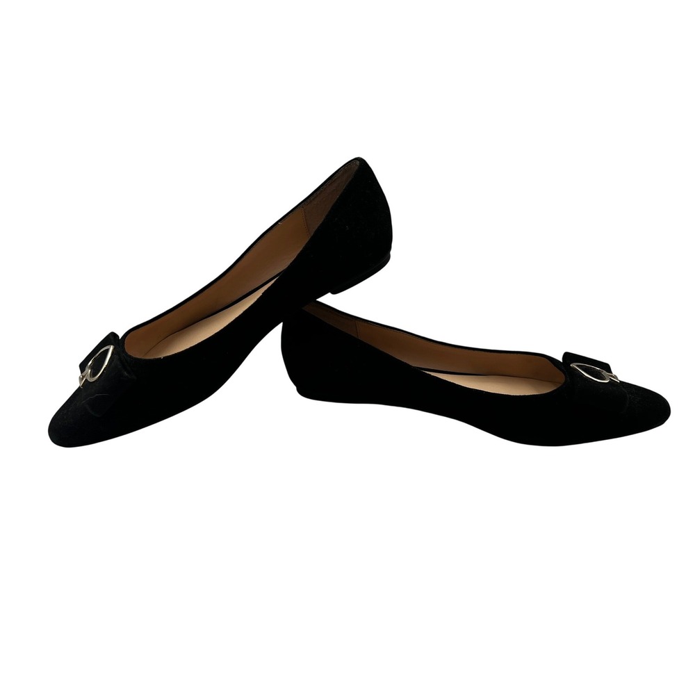 Kate Spade Flats Womens 8M Black Excellent Suede Bow Spade Pointed Toe‎ Shoes